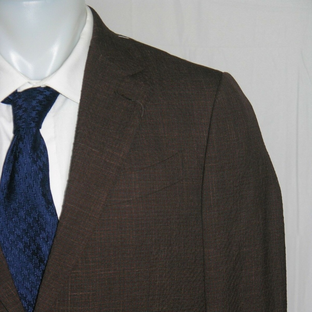 Ermenegildo Zegna Trofeo Seersucker Brown Two Button Sport Coat 40R NWT
